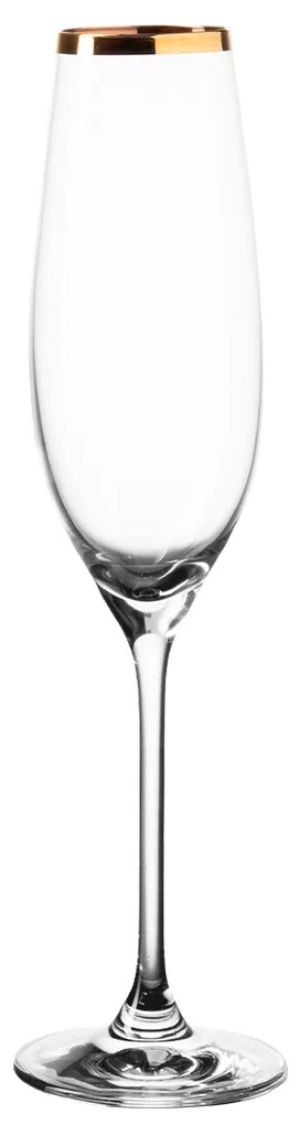 Pohár na šampanské s pozláteným okrajom 210 ml - Premium Glas Crystal - 321810
