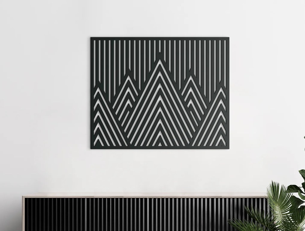 drevko Minimalistický drevený obraz Štíty hôr Rozmer obrazu: 32,5 x 40 cm, Farba dekorácie: Čierna