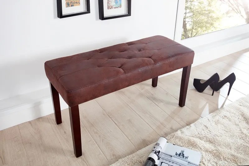 Dizajnová lavica Cambridge 90cm starožitná hnedá