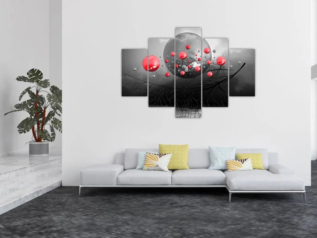 Obraz červených abstraktných gulí (150x105 cm)