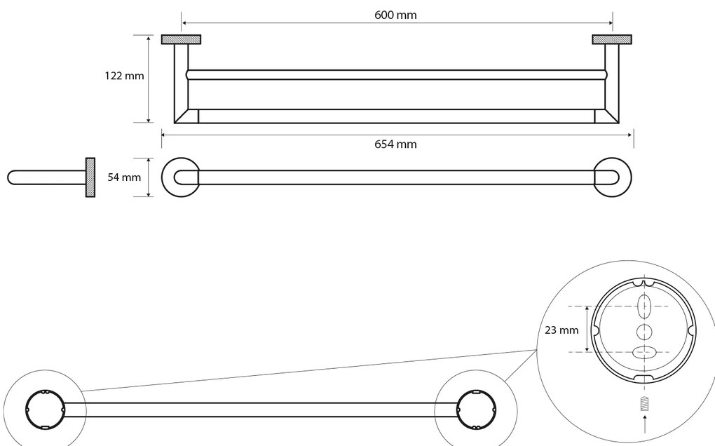 Sapho Sapho, LARISSA dvojitý držiak uterákov 600mm, čierna/zlatá matná, WS011BG