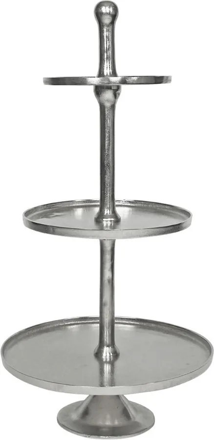Strieborný servírovací okrúhly etažér sa 3 poschodiami - 80 cm - 47 * 47 * 98cm
