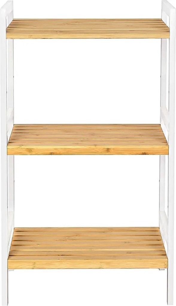 Bambusový úložný regál s 3 policami, prírodná a biela farba