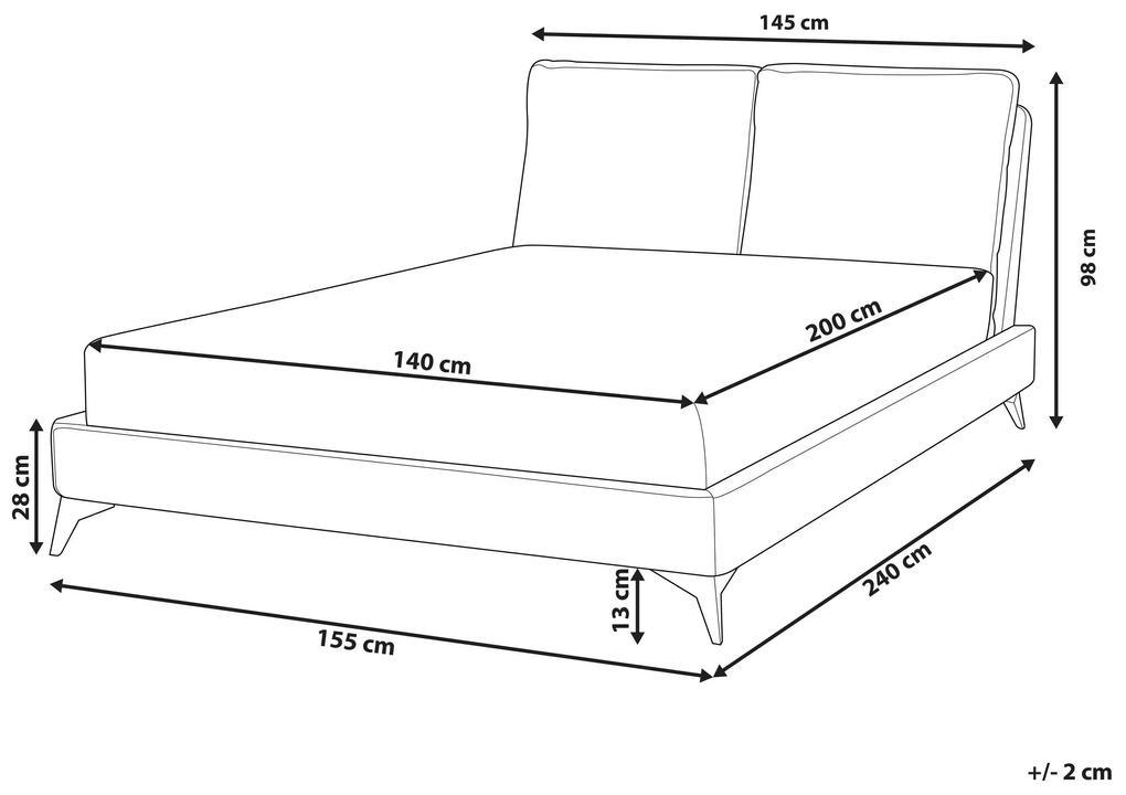 Zamatová posteľ 140 x 200 cm sivá MELLE Beliani