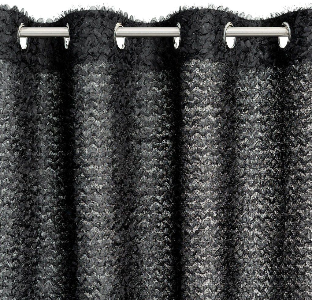 ZÁVES NA KRÚŽKOCH EVA MINGE TIFFANY 135X250 CM ČIERNA
