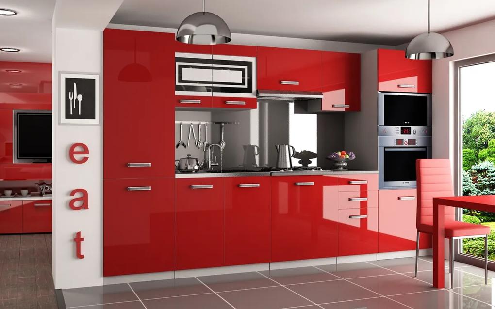 Moderná červená kuchyňa Syka 300 cm