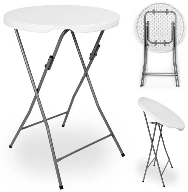 Skladací stolík GALA 80 cm biely