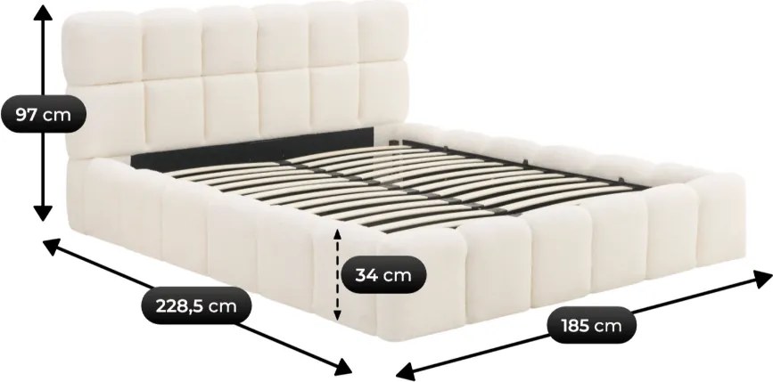 Posteľ 160x200 MURCJA s úložným priestorom krémová buklé