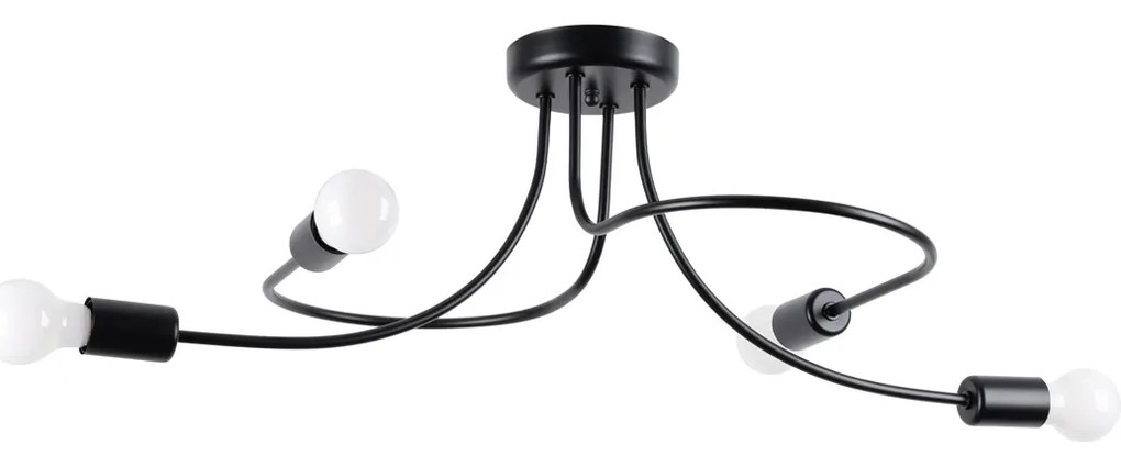 Stropné svietidlo Levar 4, čierne telo svietidla