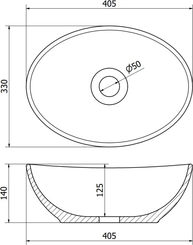 Mexen Elza, umývadlo na dosku 40x34 cm, modrá matná, 21014049