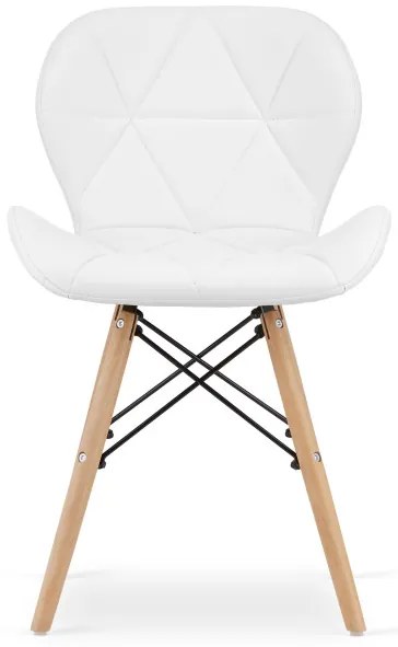 Set troch jedálenských stoličiek LAGO ekokoža biele (hnedé nohy) (3ks)