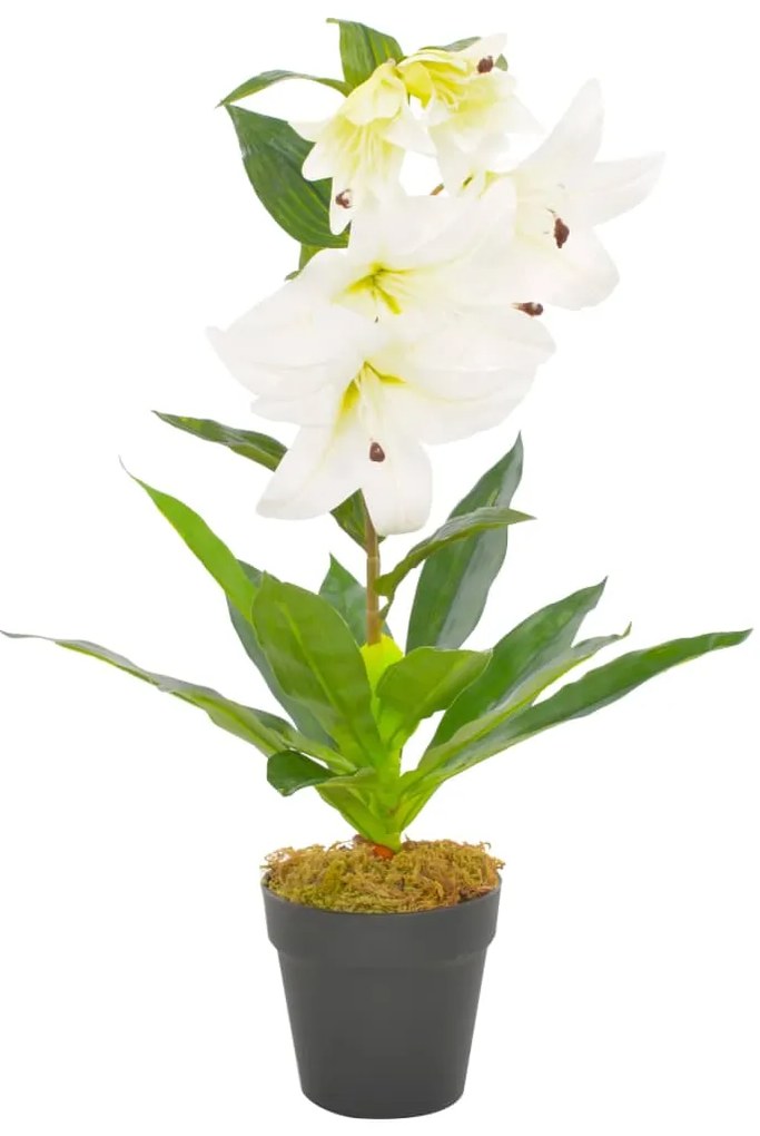 vidaXL Umelá rastlina, ľalia s kvetináčom, biela 65 cm