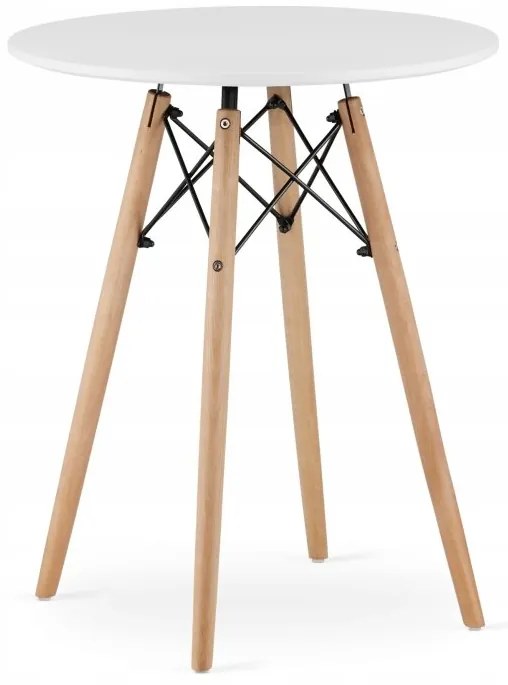 Jedálenská zostava TODI 60cm okrúhly stolový set biely + 2 stoličky OSAKA sivé