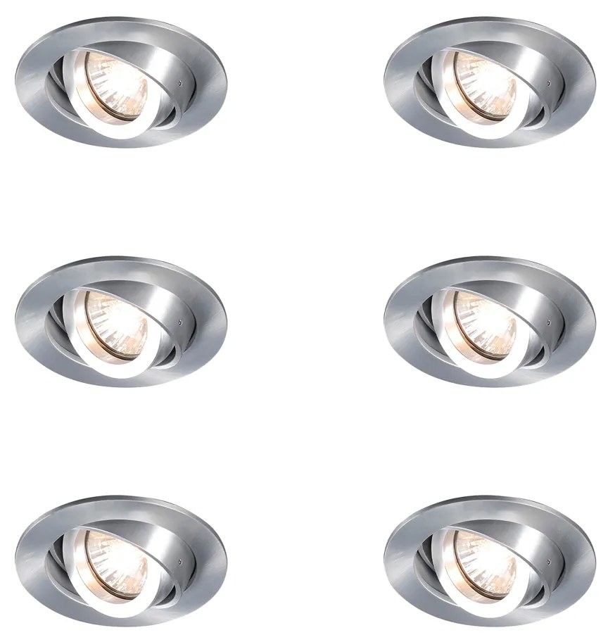 Sada 6 moderných naklápacích zapustených bodových svetiel - Club