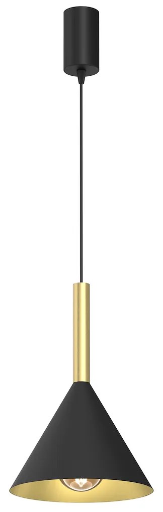 Závesné svietidlo Peru, 1x zlaté/čierne kovové tienidlo, b/g