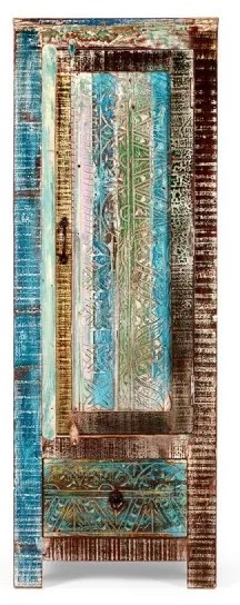 furniture-nabytek.cz - Masívna kúpeľňová vysoká komoda Blue Lagoon z mangového dreva, lakovaná, farebná – 50×45×135 cm