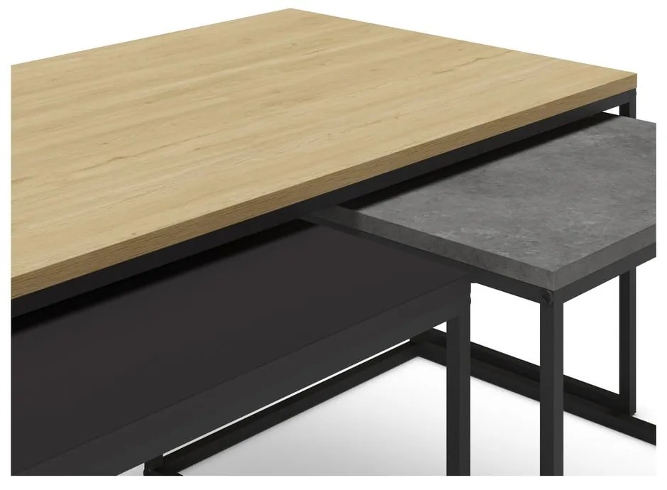 Konferenčné stolíky v súprave 3 ks v sivo-prírodnej farbe 60x110 cm Camelia – Marckeric