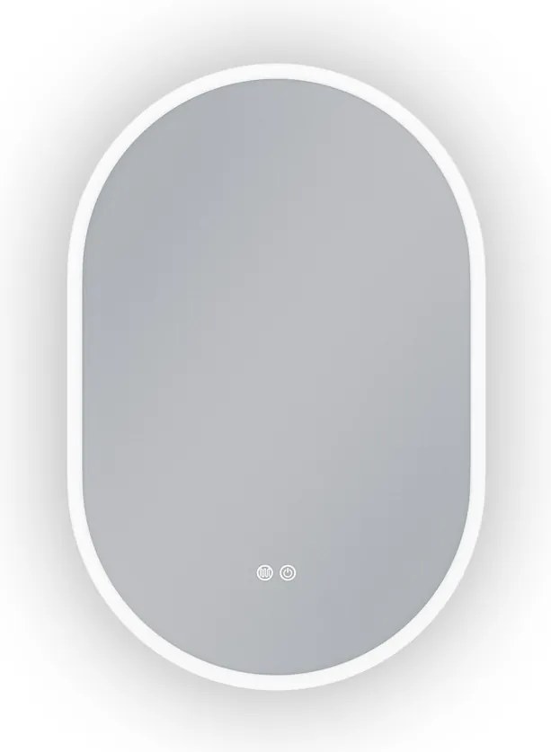 Erga Demi, oválne LED zrkadlo 60x90cm, 3 farby svetla, predné osvetlenie, vyhrievacia podložka proti zapareniu, ERG-V01-Demi-6090-CL