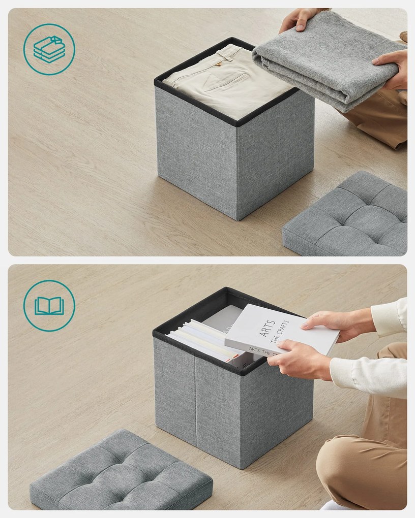 Taburet s úložným priestorom OTTOMAN 30x30 cm, sivý