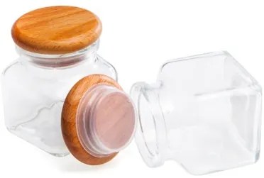 Orion Súprava koreničiek 3 ks, sklenená korenička s dreveným vrchnákom, TRIO