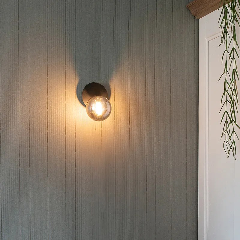 Rustikálne bodové svetlo čierne nastaviteľné s dymovým sklom - Atény