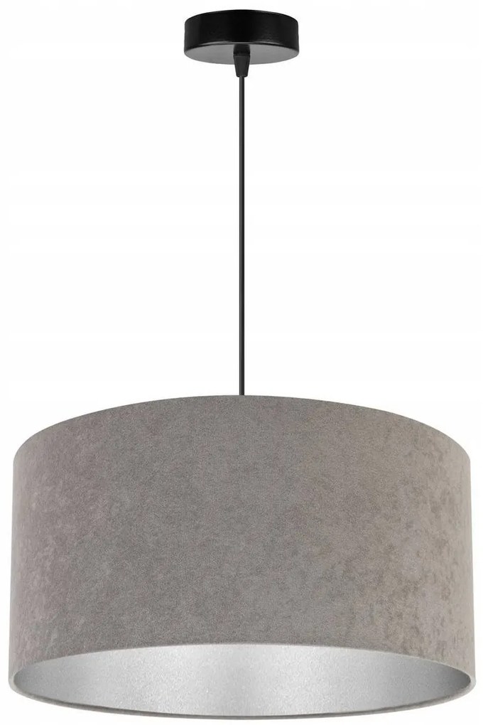 Závesné svietidlo Mediolan, 1x šedé/chrómové textilné tienidlo