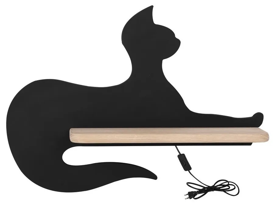 LED Detské nástenné svietidlo s poličkou BLACK CAT LED/5W/230V