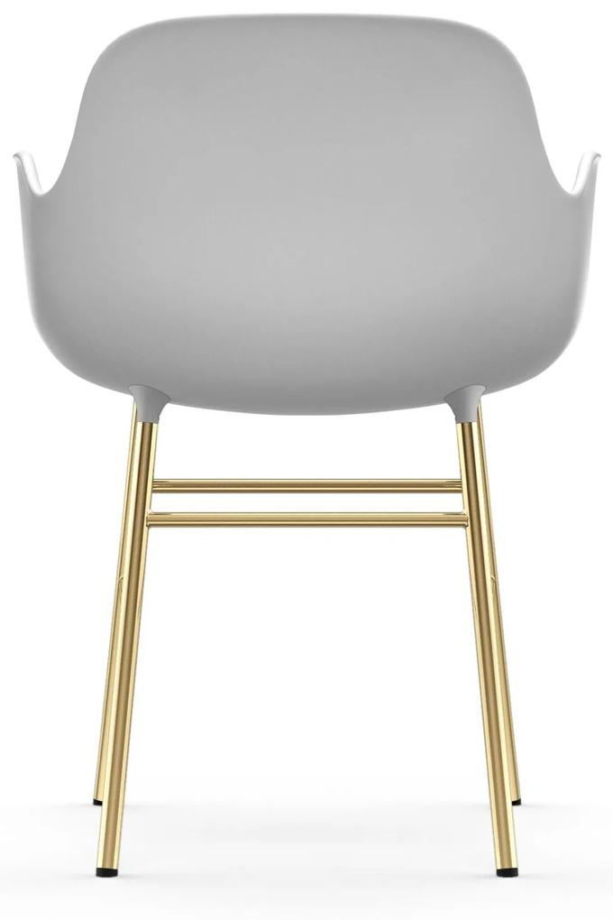 Stolička Form Armchair – biela/mosadzná