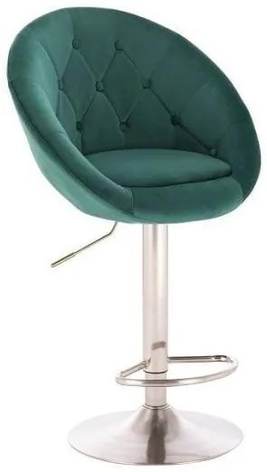 LuxuryForm Barová stolička VERA VELUR na striebornom tanieri - zelená