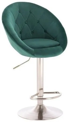 LuxuryForm DESIGN Barová stolička VERA VELUR na striebornom tanieri - zelená