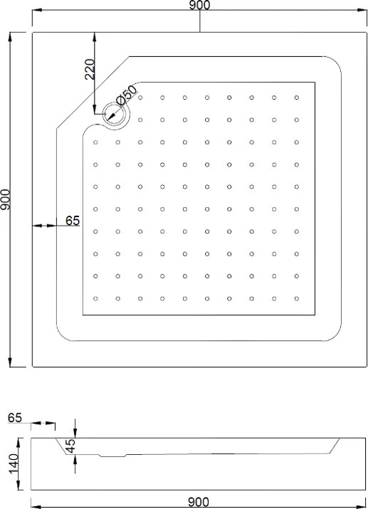 Mexen Rio, štvorcový sprchovací kút s posuvnými dverami 90(dvere) x 90(dvere) x 190 cm, 6mm číre sklo s pásikmi, čierny profil + biela sprchová vanička RIO, 860-090-090-70-20-4510