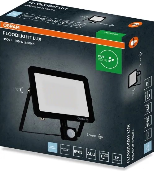 Osram - LED reflektor s pohybovým senzorom FLOODLIGHT LED/50W/230V 6500K IP65 čierna