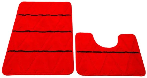 Sada kúpeľňových koberčekov PALMA červená / čierna, kosoštvorce