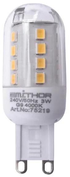 EMITHOR Led žiarovka 3 W, G9, 230V, 300 lm, 22 mm x 59 mm, 4000K