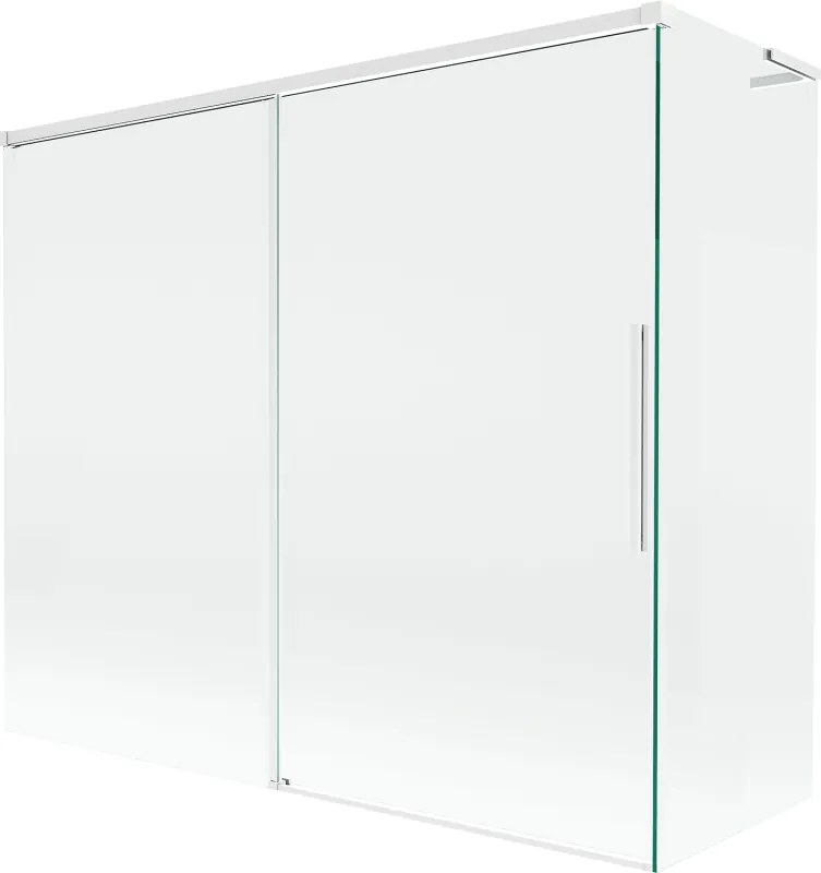 Mexen Rox, L posuvná 2-krídlová vaňová zástena 180 + 80 x 150 cm, 8mm číre sklo, biely profil, 8C9L-180-080-20-00