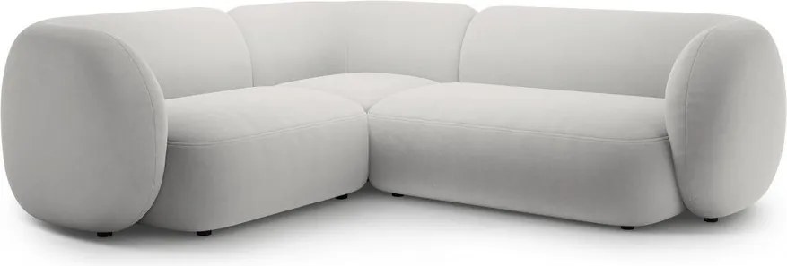 Svetlosivá zamatová rohová pohovka (ľavý roh/do L) Kate – Micadoni