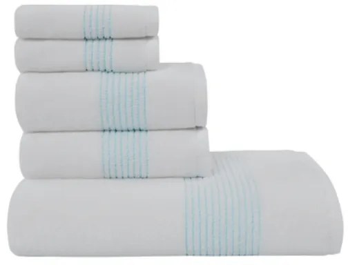 Soft Cotton Darčeková sada uterákov a osušiek AQUA Biela / tyrkysová výšivka Sada (2ks malý uterák 33x33cm, 2ks uterák 45x90cm, osuška 75x150cm)