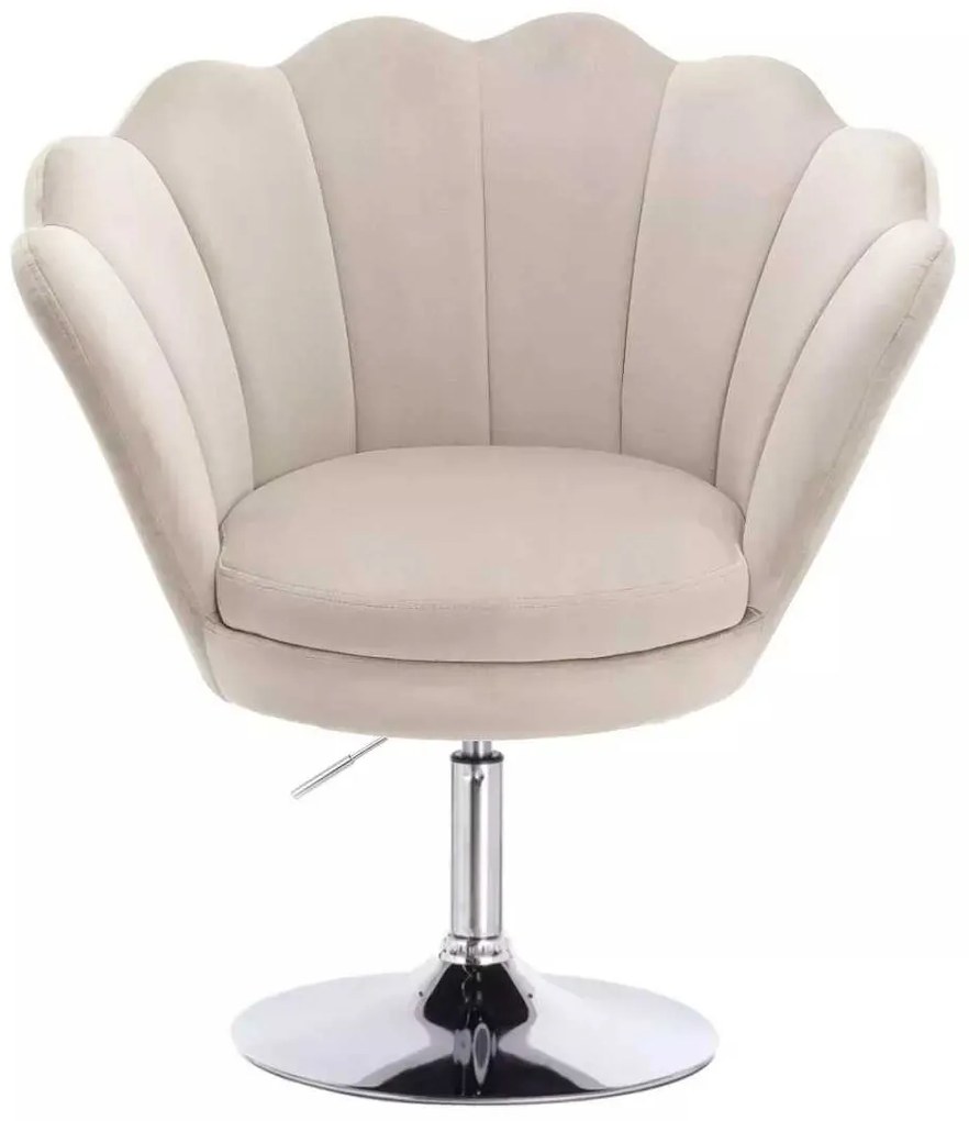 LuxuryForm DESIGN Kreslo FREY VELUR na striebornom tanieri - latte