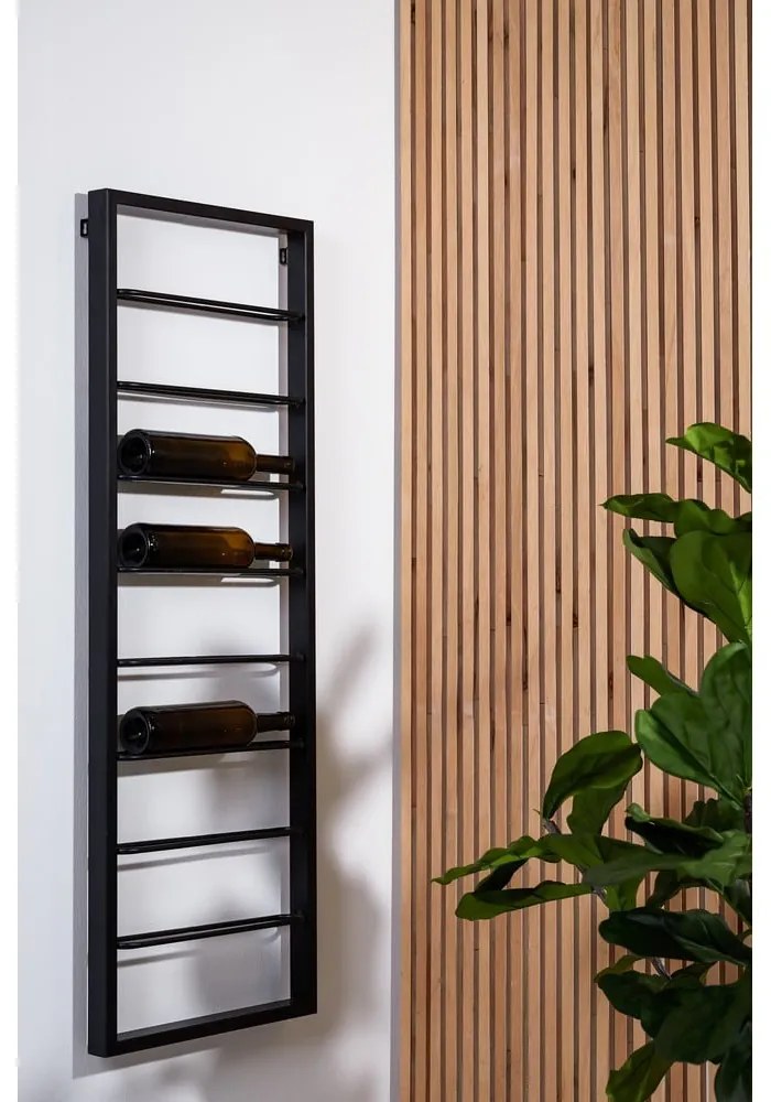 Čierny nástenný kovový regál na víno 42x120x6 cm Macaben – Light & Living