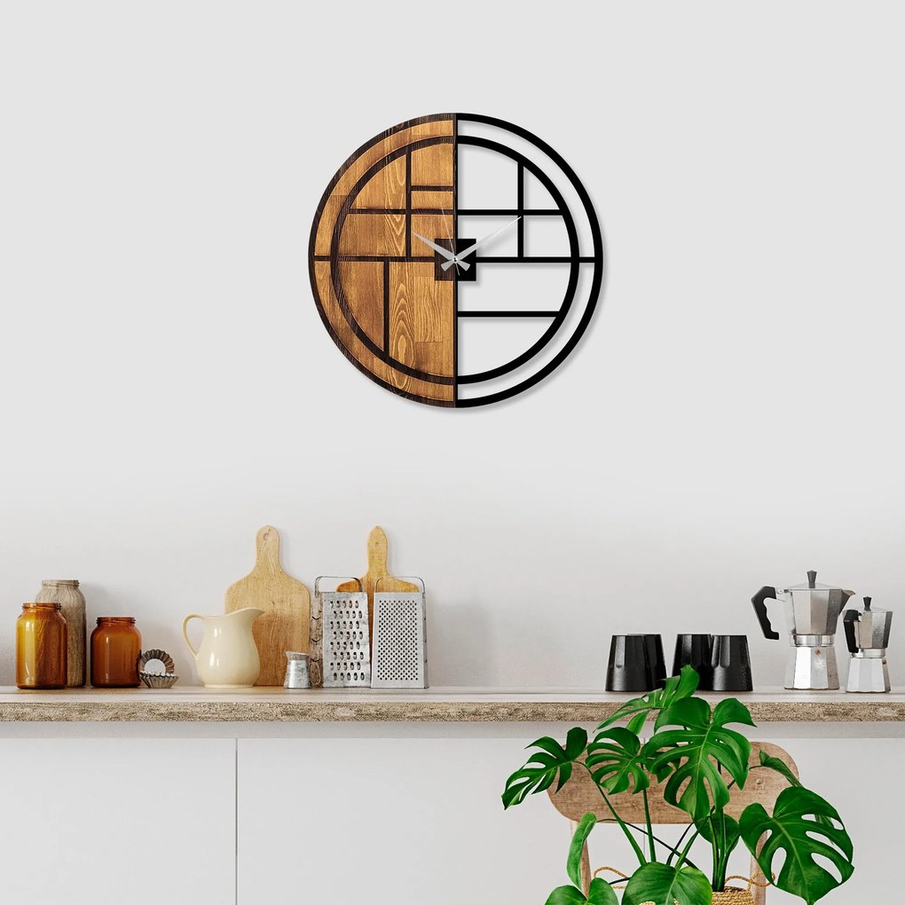 Dekoratívne nástenné hodiny WALLIE ORGANIC 56 cm orech/čierne
