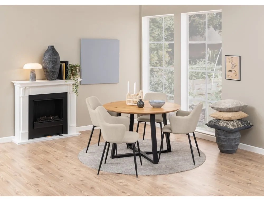 Krémovobiele čalúnené jedálenské kreslá v súprave 2 ks Ilsa – Actona