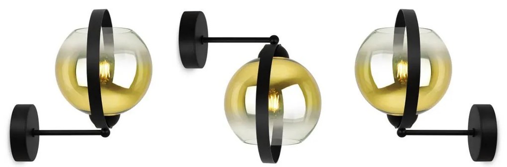 Nástenné svietidlo Bergen Gold Ring, 1x zlaté/transparentné sklenené tienidlo (fi 15cm)