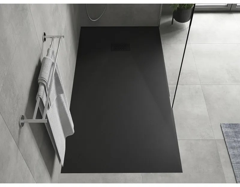 Mexen Hugo, obdĺžniková sprchová vanička SMC 180 x 90 cm, čierna, čierna krytka, 42709018-B