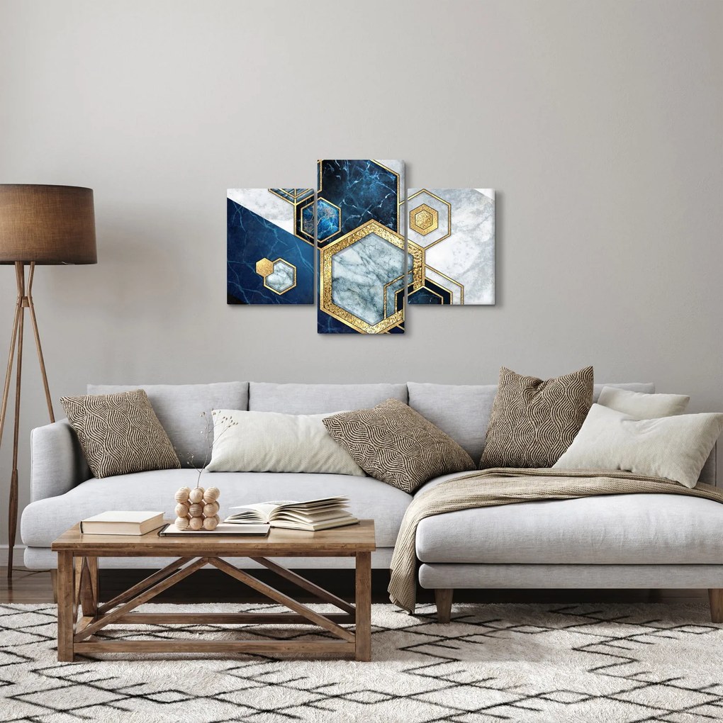 Obraz - Mramorové hexagóny (90x60 cm)