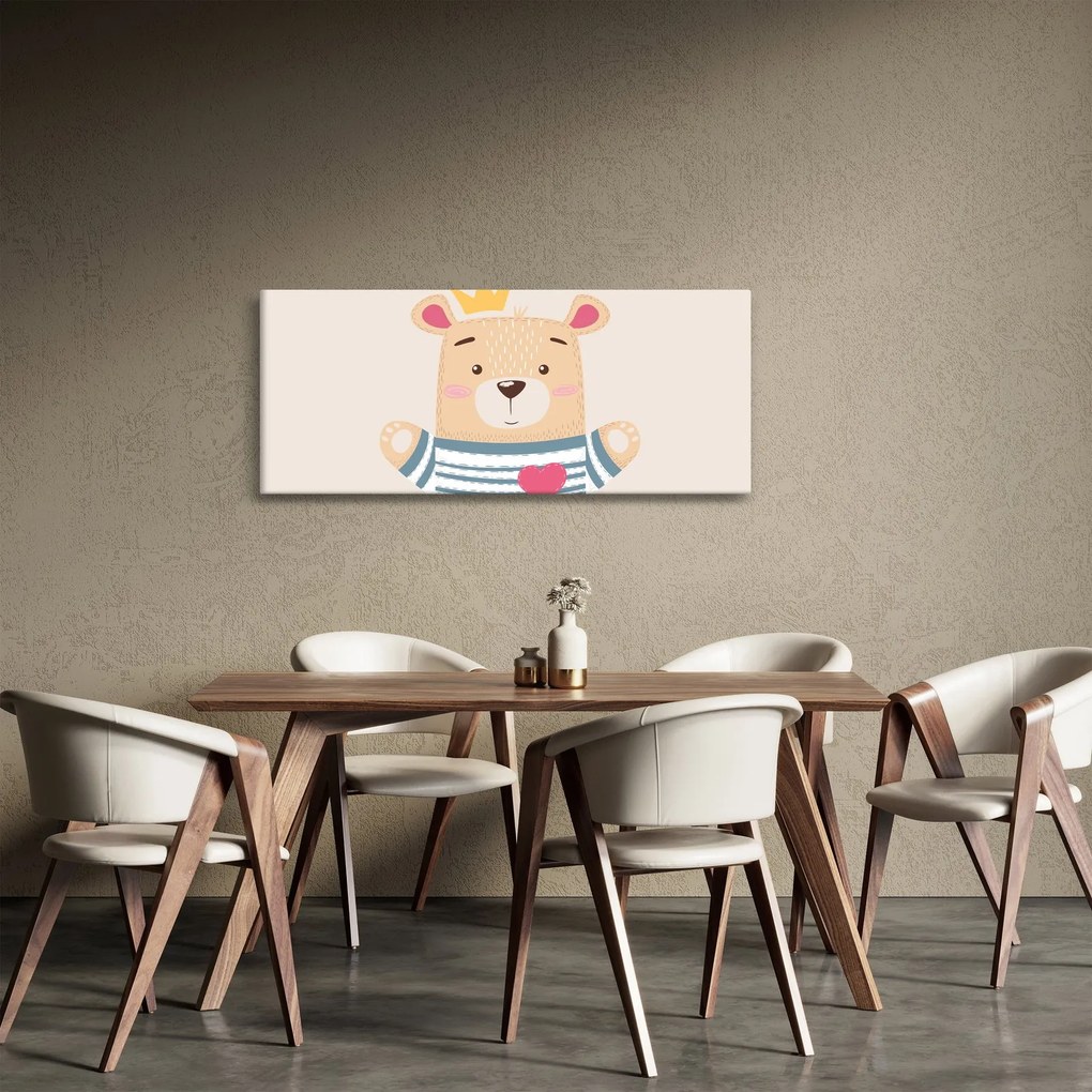 Obraz - Medvedík s korunkou (120x50 cm)