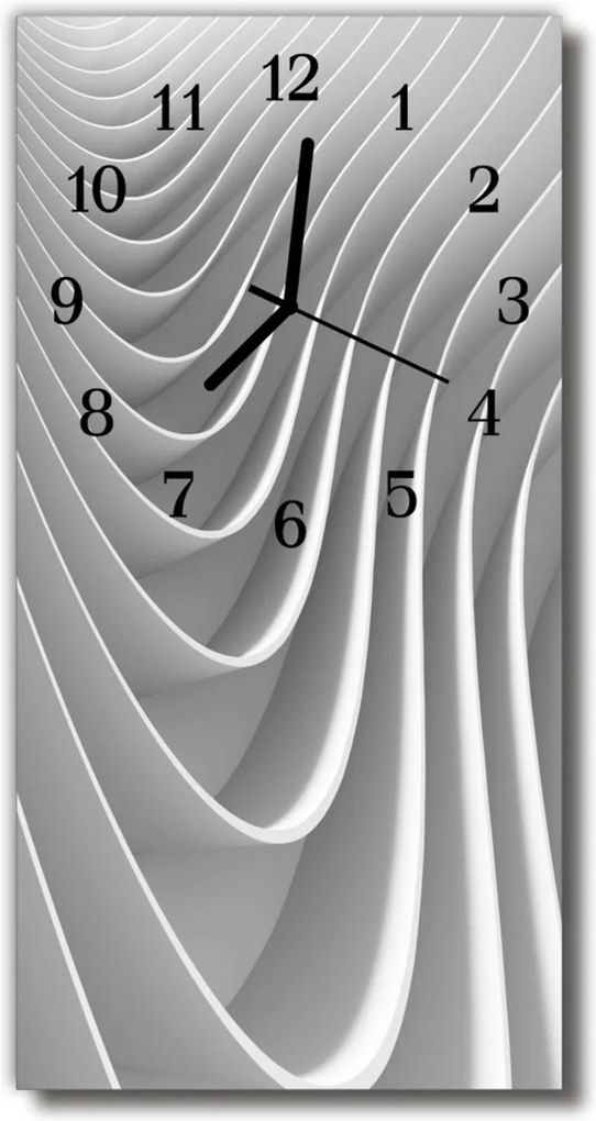 Skleněné hodiny vertikální Příroda Wave 3D stříbrné linie
