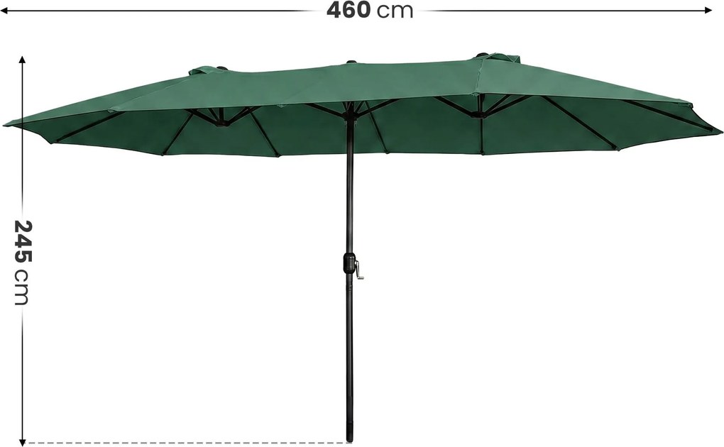 Dvojitý záhradný slnečník TILIA 460x270 cm tmavozelený