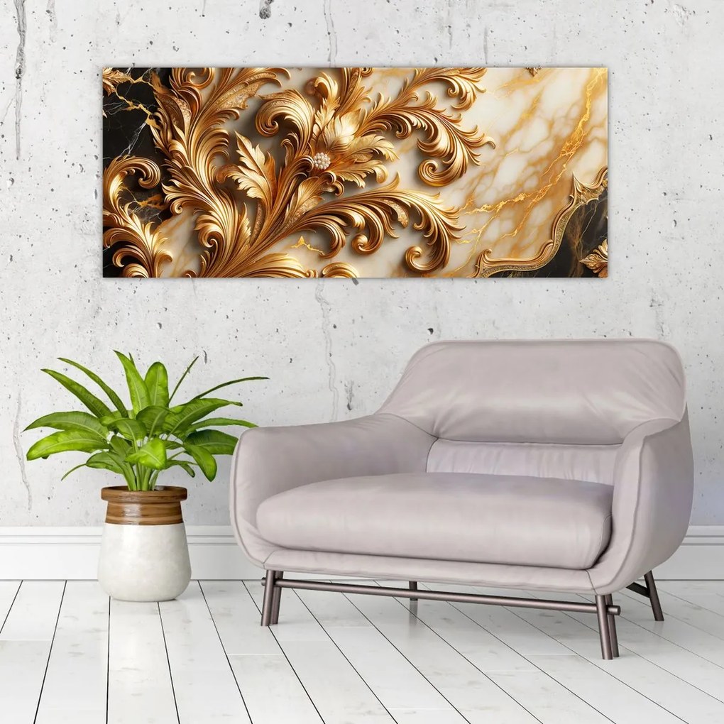 Obraz - Mramor so zlatom (120x50 cm)