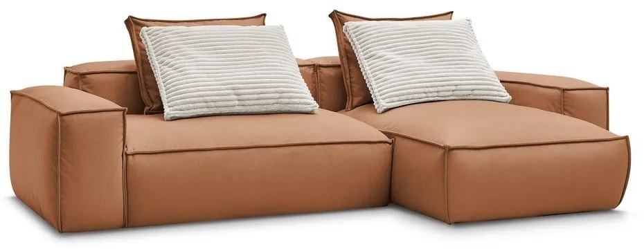 Hnedá rohová pohovka z imitácie kože (variabilná) Boheme – Bobochic Paris