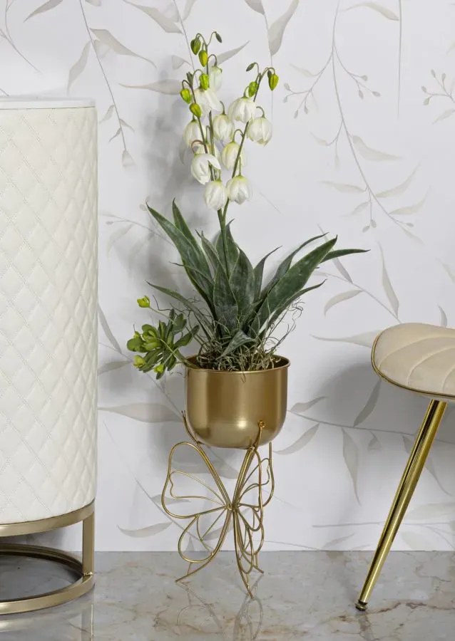 Kovový kvetináč Farfy 40 cm zlatý